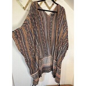 Angie Earthy Kimono Shawl Boho Beach Open Cardigan Coverup Size L